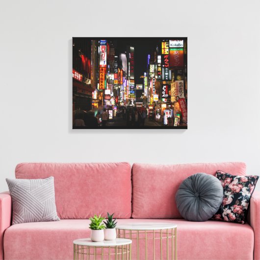 Tokio neons 's nachts canvas afdruk (Insitu (Woonkamer))