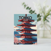 Tokio nostalgische reiskunst briefkaart (Staand voorkant)