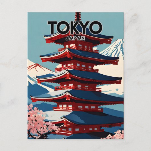 Tokio nostalgische reiskunst briefkaart (Voorkant)