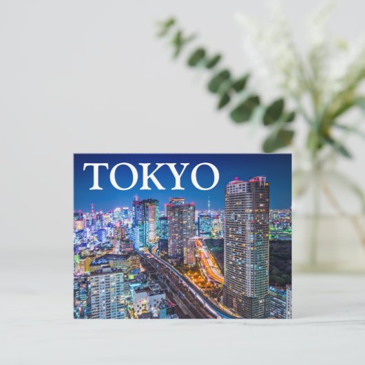 Tokio op zonsondergang briefkaart (Staand voorkant)