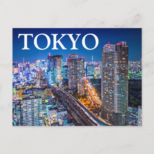 Tokio op zonsondergang briefkaart (Voorkant)