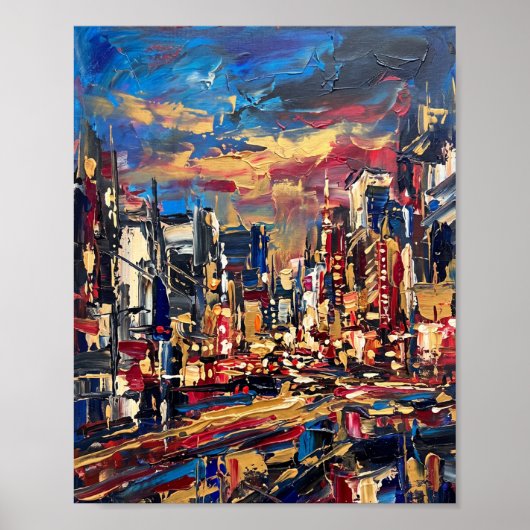 Tokio Poster Luxe Abstracte Olie Schildering (Voorkant)
