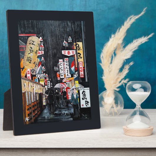 Tokio Regen Schilderij van Alfred Fox Fotoplaat (Zijkant)