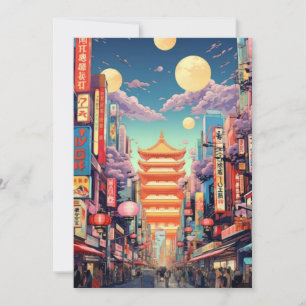 Tokio Reis Kunst Ansichtskaart, Tokio Skyline, Jap Kaart