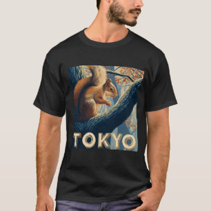 Tokio Reisposter — Art-Deco eekhoorn in bos T-shirt