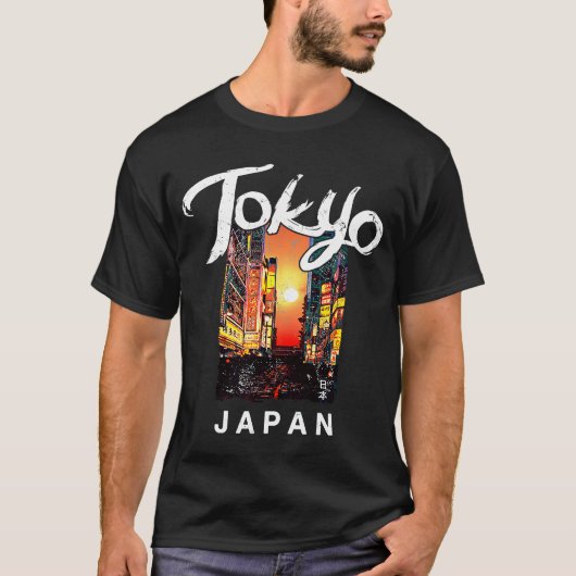 Tokio reizen op zonsondergang in Japan T-shirt (Voorkant)