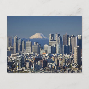 Tokio, Shinjuku District Silhouette, Mount Fuji, Briefkaart