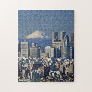 Tokio, Shinjuku District Silhouette, Mount Fuji Legpuzzel