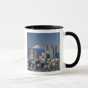Tokio, Shinjuku District Silhouette, Mount Fuji, Mok