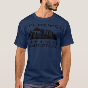 Tokio Skyline GPS coördinaten Hoofdstad Japan T-shirt