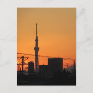 Tokio Skytree Zonsondergang Briefkaart