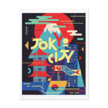 Tokio stad, Japan, illustratie, vintage reis