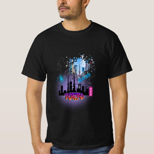 Tokio Stad Reisbriefkaart T-shirt (Voorkant)