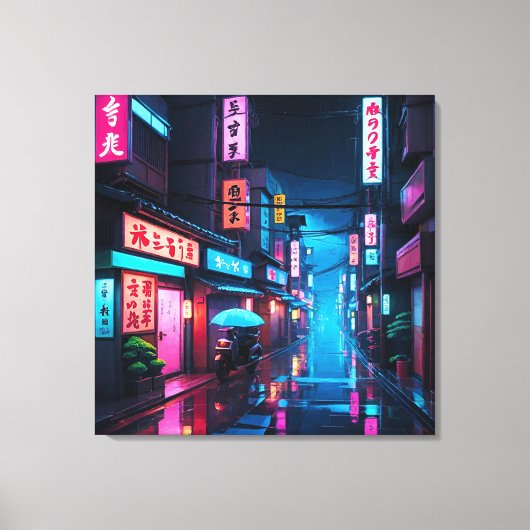 Tokio Straat 's Nachts LoFi Kunst Canvas Afdruk (Voorkant)
