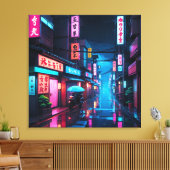 Tokio Straat 's Nachts LoFi Kunst Canvas Afdruk (Insitu (Woonkamer))