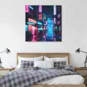 Tokio Straat 's Nachts LoFi Kunst Canvas Afdruk (Insitu (Slaapkamer))