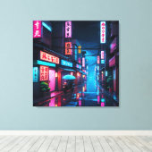 Tokio Straat 's Nachts LoFi Kunst Canvas Afdruk (Insitu (Houten vloer))