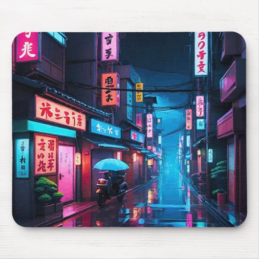 Tokio Straat 's Nachts LoFi Kunst  Muismat (Voorkant)