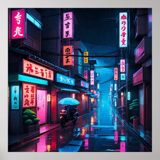 Tokio Straat 's Nachts LoFi Kunst Poster (Voorkant)