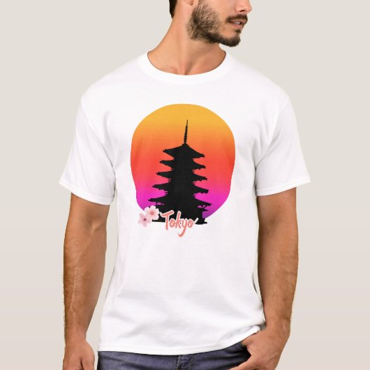 Tokio Sunset Pagoda Vakantie T-shirt (Voorkant)