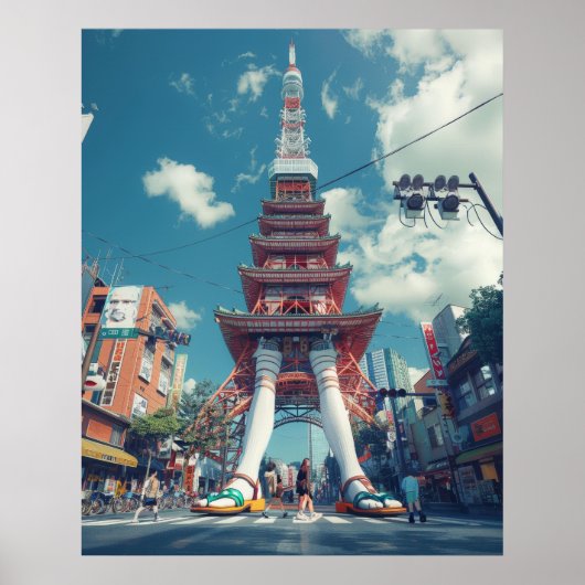 Tokio Toren Fantasie | Surreal Cityscape Poster (Voorkant)