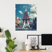 Tokio Toren Fantasie | Surreal Cityscape Poster (Thuiskantoor)