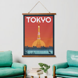 Tokio Toren Japan reis Retro cadeaus Hangend Wandkleed