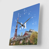 Tokio Tower en Zojoji Tempel Vierkante Klok (Hoek)