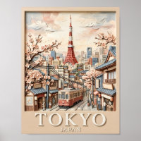 Tokio Tower Japan Stadssilhouet Sakura Oude Reis