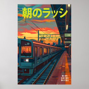 Tokio Treinstation Poster Zonsopgang Ochtenddrukte