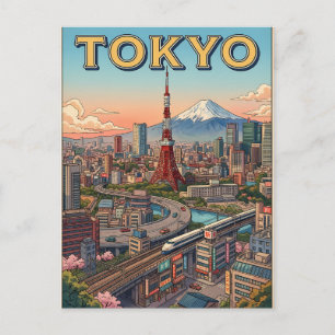 Tokio Vintage Anime Reis Posterkaart Briefkaart