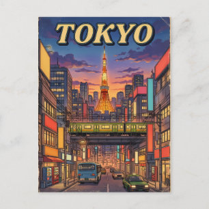 Tokio Vintage Anime Reis Posterkaart Briefkaart
