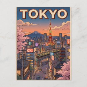 Tokio Vintage Anime Reis Posterkaart Briefkaart