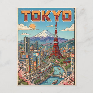 Tokio Vintage Anime Reis Posterkaart Briefkaart