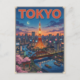 Tokio Vintage Anime Reis Posterkaart Briefkaart