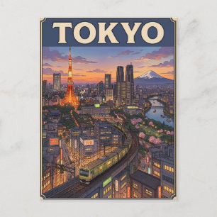 Tokio Vintage Anime Reis Posterkaart Briefkaart