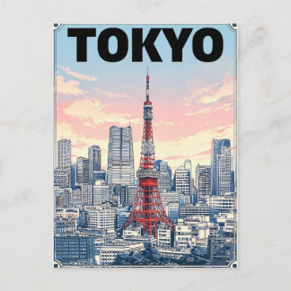 Tokio Vintage Anime Reis Posterkaart Briefkaart