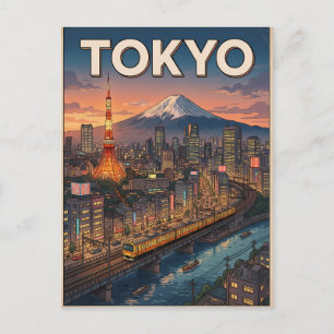 Tokio Vintage Anime Reis Posterkaart Briefkaart