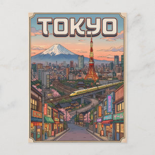 Tokio Vintage Anime Reis Posterkaart Briefkaart