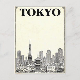 Tokio Vintage Anime Reis Posterkaart Briefkaart
