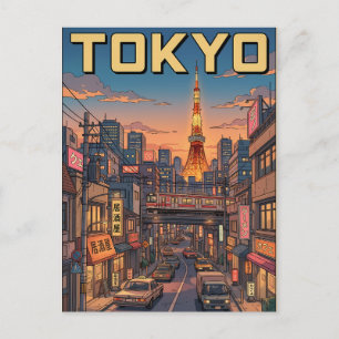 Tokio Vintage Anime Reis Posterkaart Briefkaart