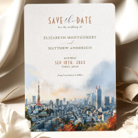 Tokio Watercolor Skyline Save-the-Date