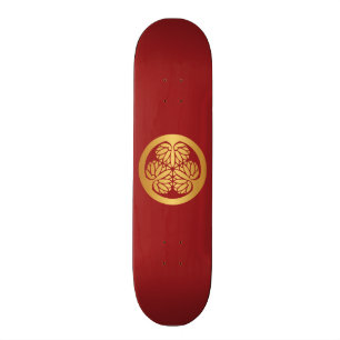 Tokugawa Aoi Japanese Mon Family Crest Gold op Red Persoonlijk Skateboard