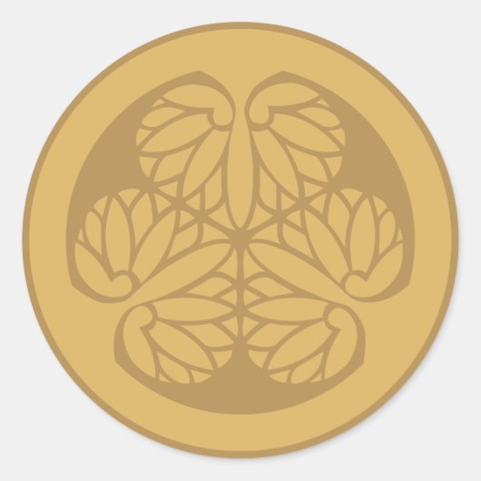 Tokugawa Aoi Japanese Mon Family Crest Sand Ronde Sticker (Voorkant)