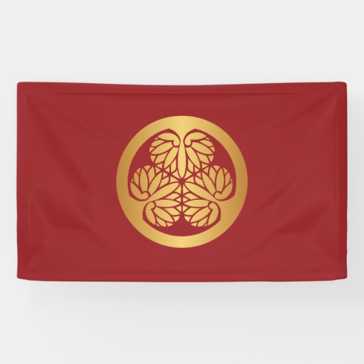 Tokugawa Aoi Japans Kamon Family Crest Gold Red Spandoek (Horizontaal)