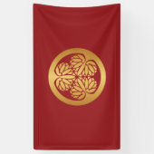 Tokugawa Aoi Japans Kamon Family Crest Gold Red Spandoek (Verticaal)