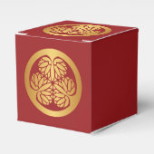 Tokugawa Aoi Mon Japans familieloon Gold op rood Bedankdoosjes (Voorkant Zijde)