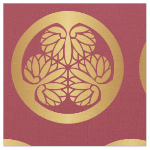 Tokugawa Aoi Mon Japans familieloon Gold op rood Stof