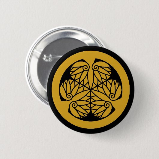 Tokugawa hollyhock(13)EDO Ronde Button 5,7 Cm (Voorkant /achterkant)