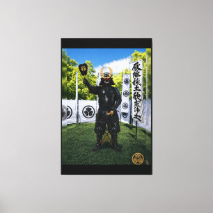 Tokugawa Ieyasu Blauwe Lucht Samurai-pantser 40x60 Canvas Afdruk